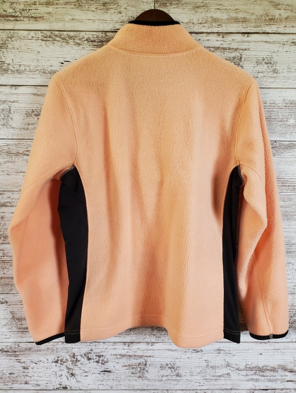 Vintage IZOD Womens 1/4 Zip Fleece Pullover Peach Black Colorblock Jacket - Picture 3 of 10
